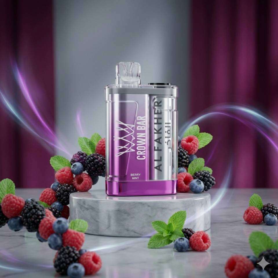 ویپ یکبار مصرف الفاخر (Al Fakher) مدل Crown Bar - نه هزار پاف - انگور سیاه یخ