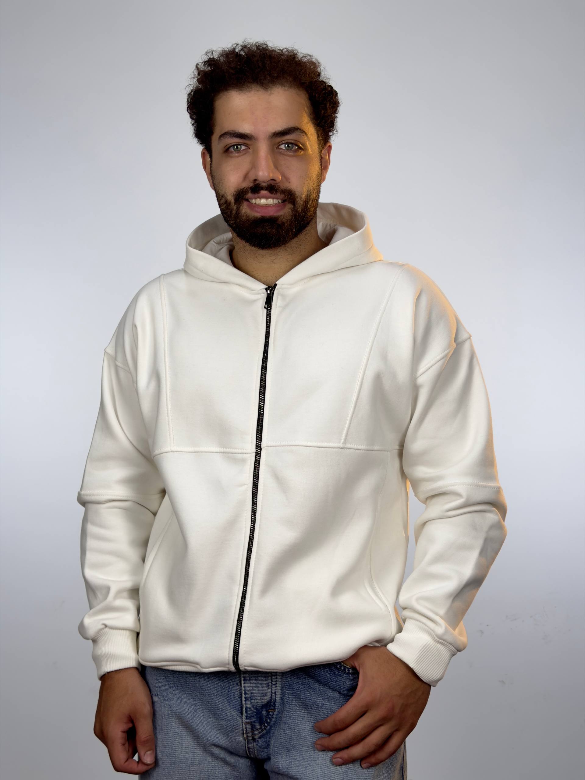 سویشرت باکسی - سفید, XL