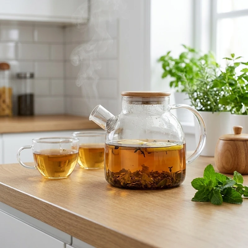 قوری مدل پیرکس درب بامبو مدل 1.5 لیتری (کپی)
