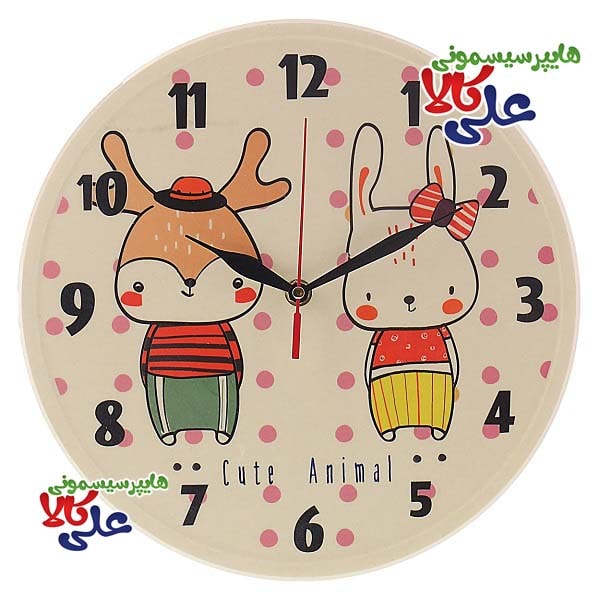 ساعت دیواری بامبو کودک طرح خرگوش و گوزن