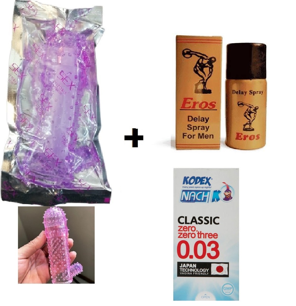 کاندوم سیلیکونی خاردار درجه 1 + اسپری تاخیری اروس اصل + کاندوم نازک کدکس 10عددی