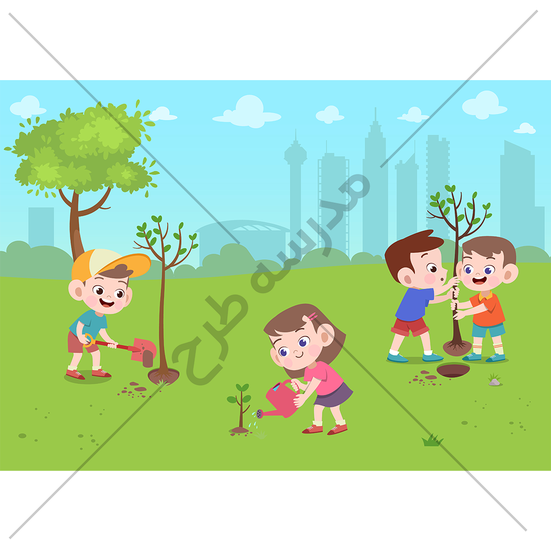 وکتور کارتنی درخت کاری