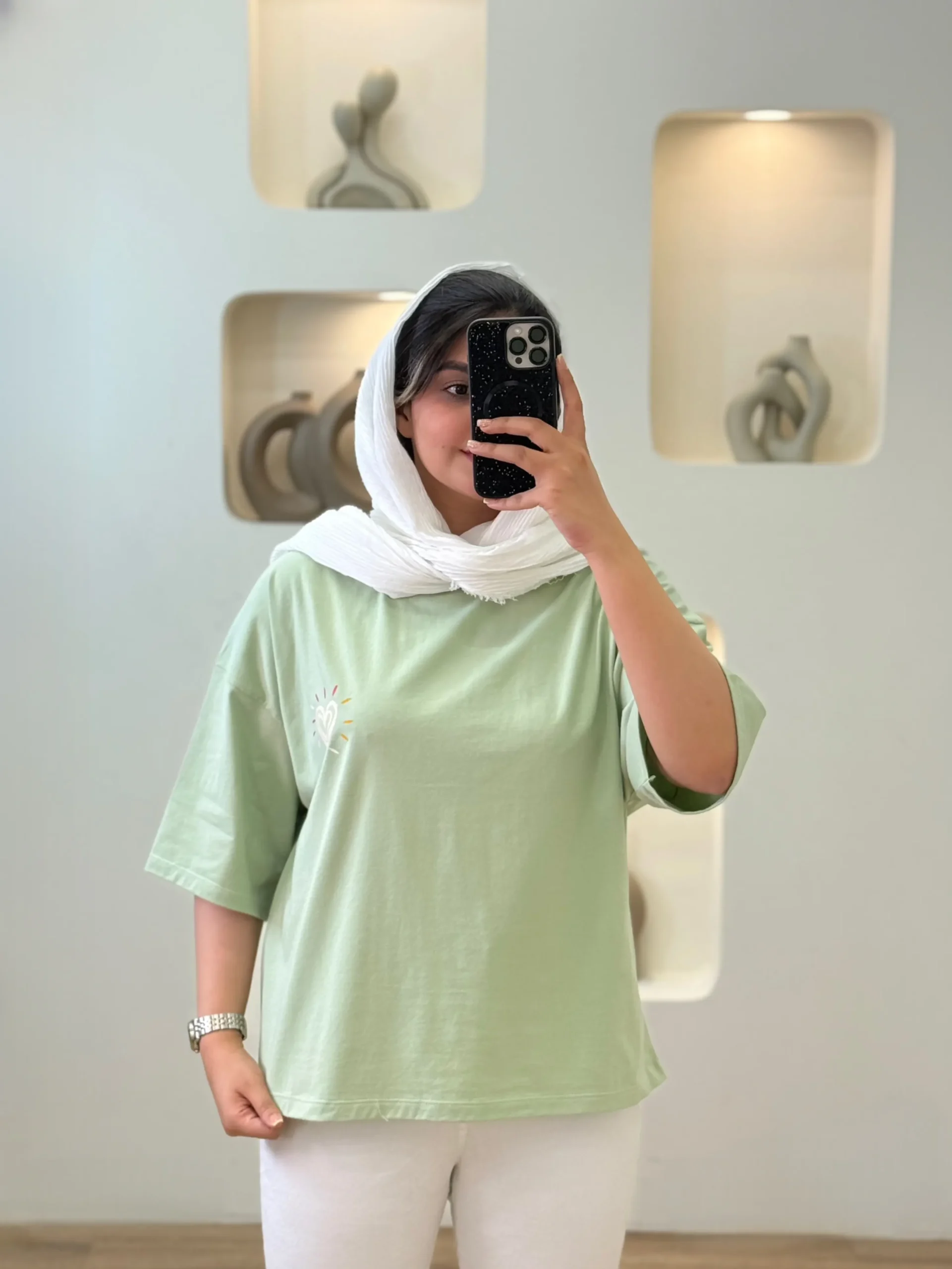 تیشرت باکسی قلب چاپی-11778