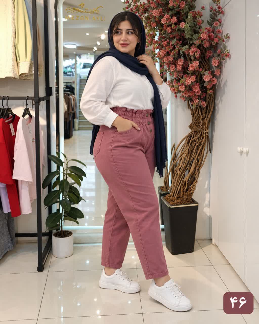 شلوار زنانه استایل کتان وارداتی مدل مام کتان کد 1014