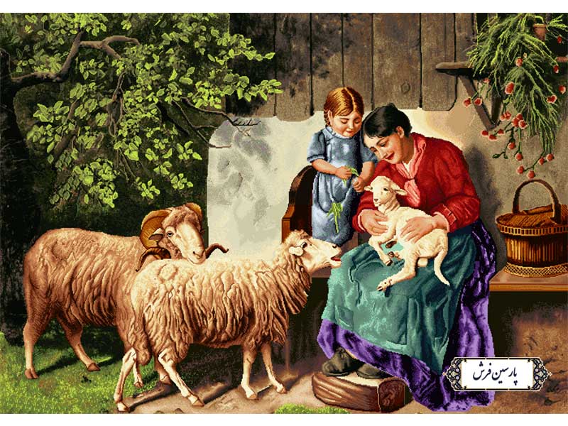 نخ و نقشه تابلو فرش طرح تولد بره - کد NC6436