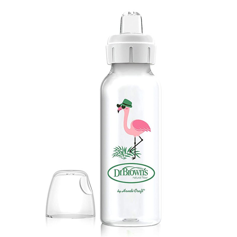 لیوان آبمیوه خوری 250 میل باریک طرح فلامینگو دکتر براونز dr browns