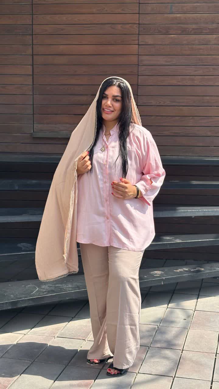شومیز سیلک سایزبزرگ - سایز 1, صورتی روشن