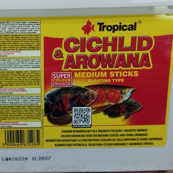 غذای استیکی سیچلاید و آروانا متوسط تروپیکال Cichlid & Arowan medium Sticks