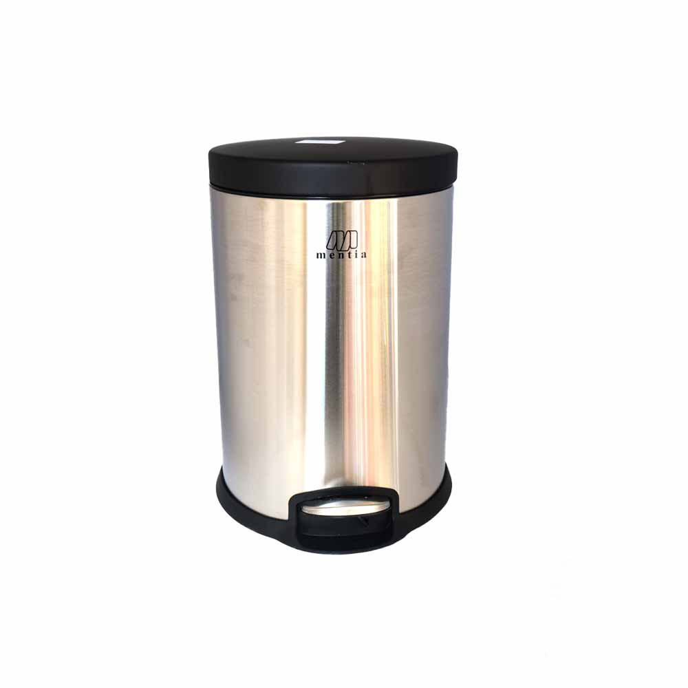 سطل زباله استیل پدال دار درب مشکی منتیا کد 1813