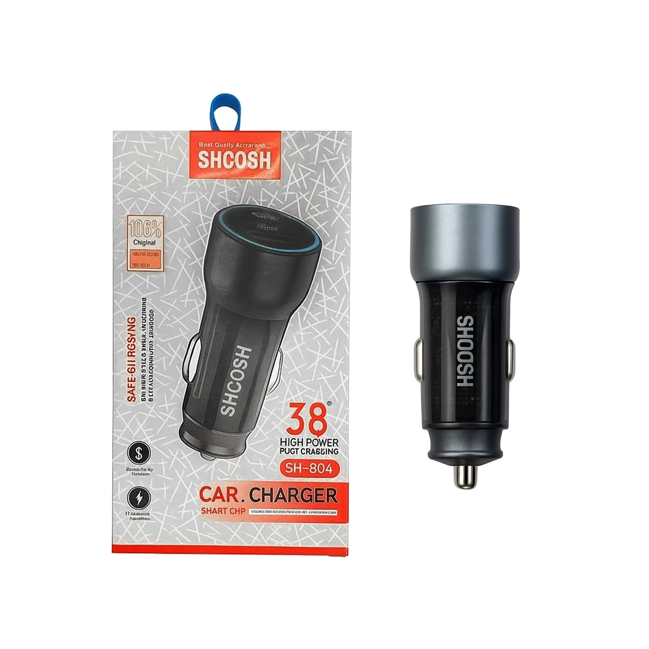 شارژر فندکی فست و PD دو پورت Shoosh مدل SH-804 38W - مشکی خاکستری - SMO