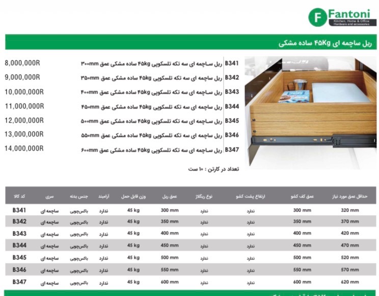 ریل ساچمه ایی 45Kg ساده مشکی فانتونی