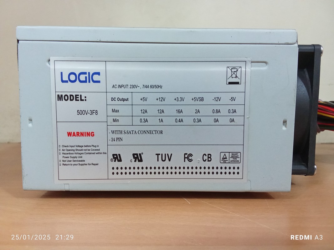 پاور  استوک 24 پین LOGIC مدل 500V-3F8(حداکثر توان 270 وات)