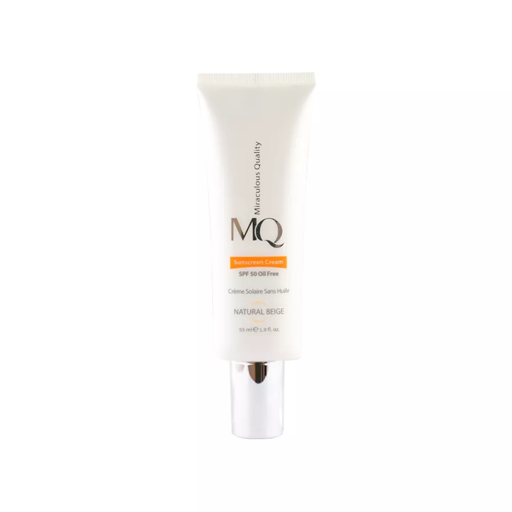 کرم ضد آفتاب فاقد چربی SPF50 بژ طبیعی ام کیو حجم 55 میلی لیتر