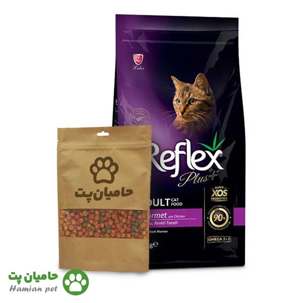 غذای گربه رفلکس پلاس گورمت فله در بسته بندی زیپ کیپ