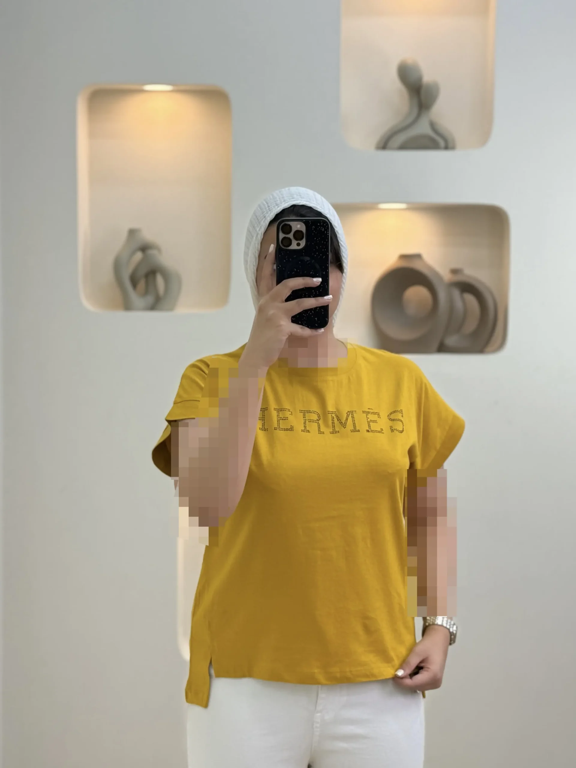تاپ آستین دوبل Hermes - خردلی