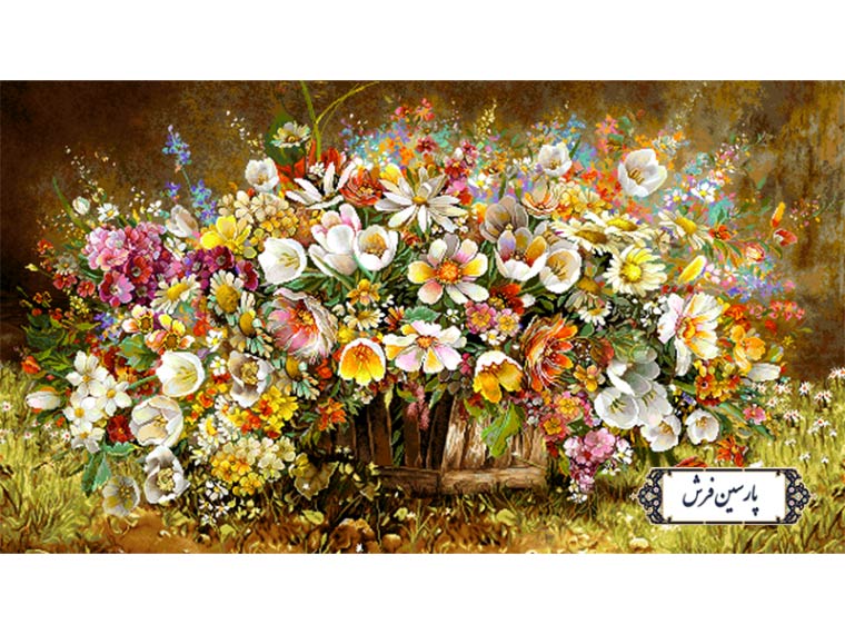 نخ و نقشه تابلو فرش طرح جعبه پر از گل - کد NG1612