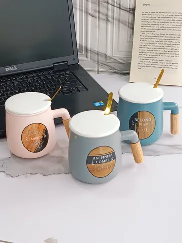 ماگ فانتزی شیک دسته چوبی