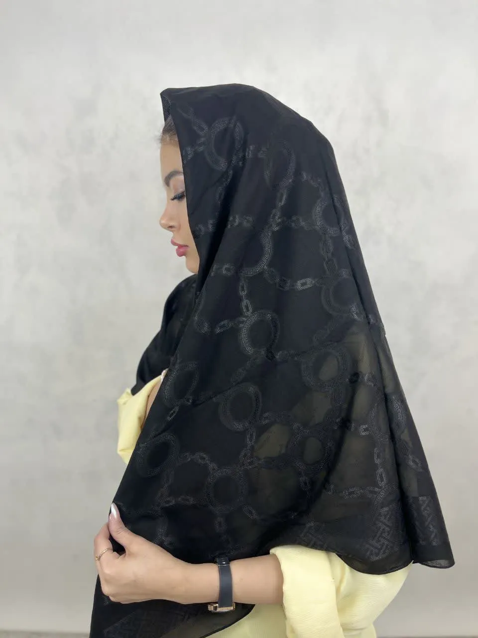 روسری ابریشم مشکی مجلسی ترک