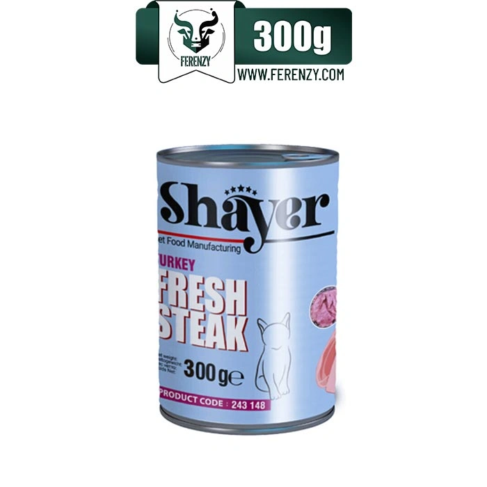 کنسرو گربه بالغ شایر طعم بوقلمون مدل استیک وزن 300 گرم Shayer Fresh Steak