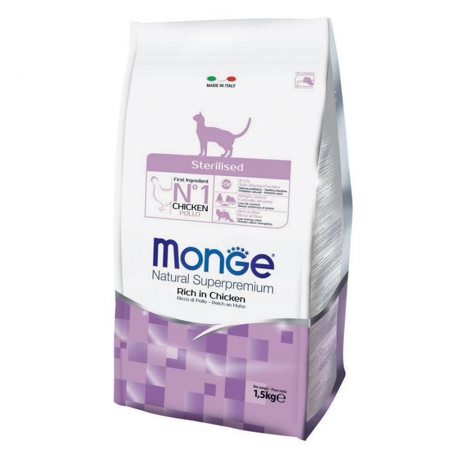 غذای خشک گربه عقیم مونژه سوپر پریمیوم Monge Natural Super Premium Sterilised