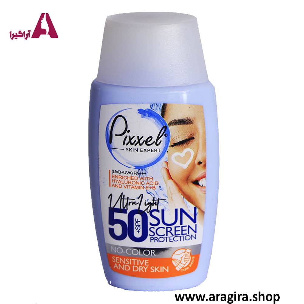 کرم ضد آفتاب بی رنگ پوست خشک و حساس SPF +50 پیکسل 50ml