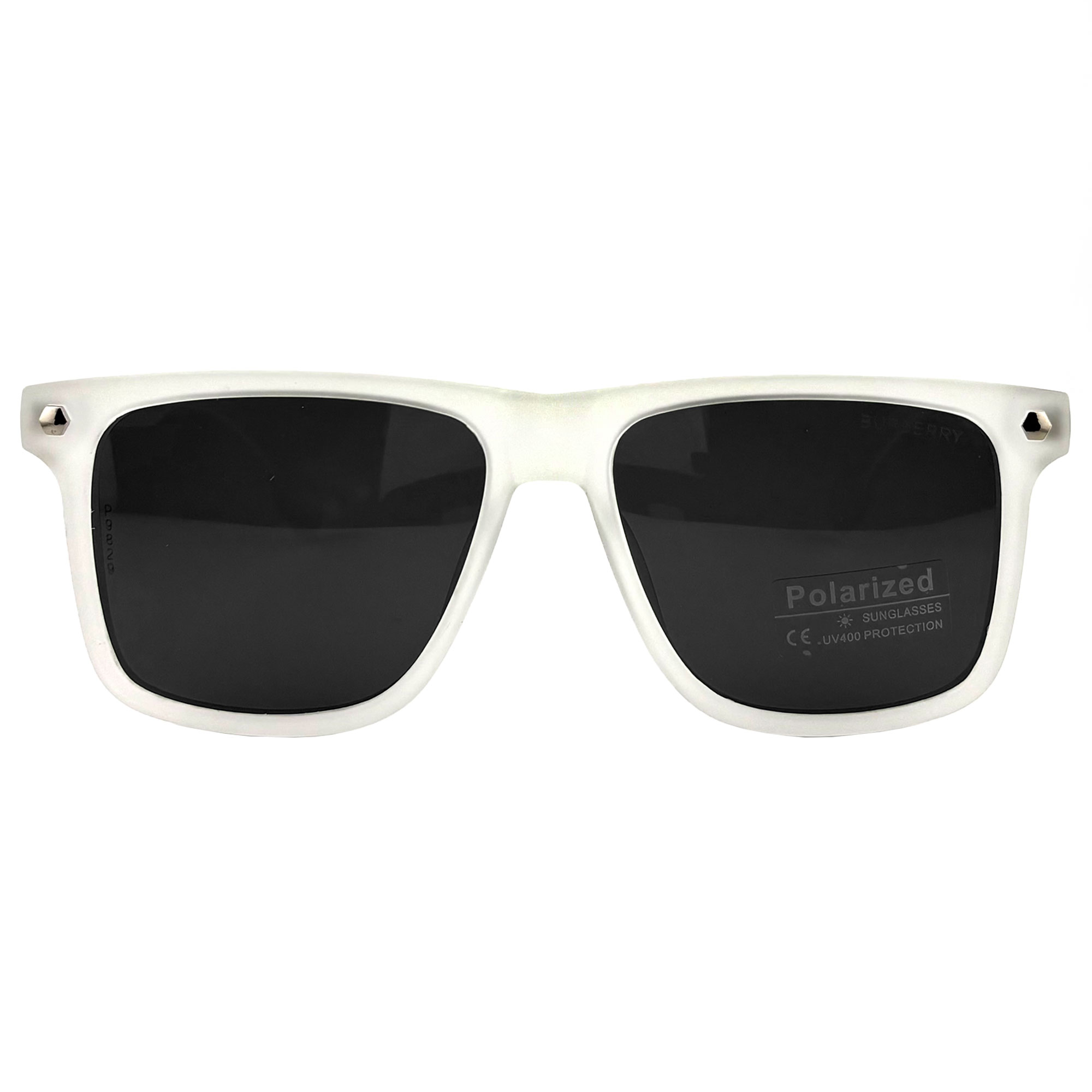 عینک آفتابی مردانه مات سفید یخی عدسی مشکی Burberry 9829