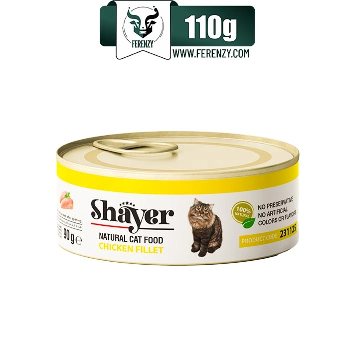 کنسرو گربه بالغ شایر طعم فیله مرغ مدل نچرال وزن 110 گرم Shayer Natural Cat Food Chicken Fillet