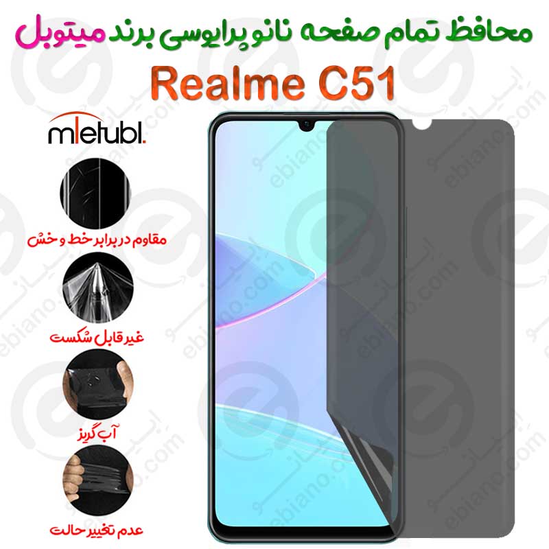 محافظ تمام صفحه نانو پرایوسی ریلمی سی 51 برند میتوبل
