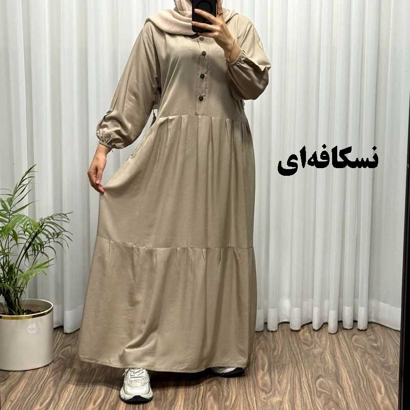 ساحلی جلو دکمه پارچه ساده - نسکافه‌ای