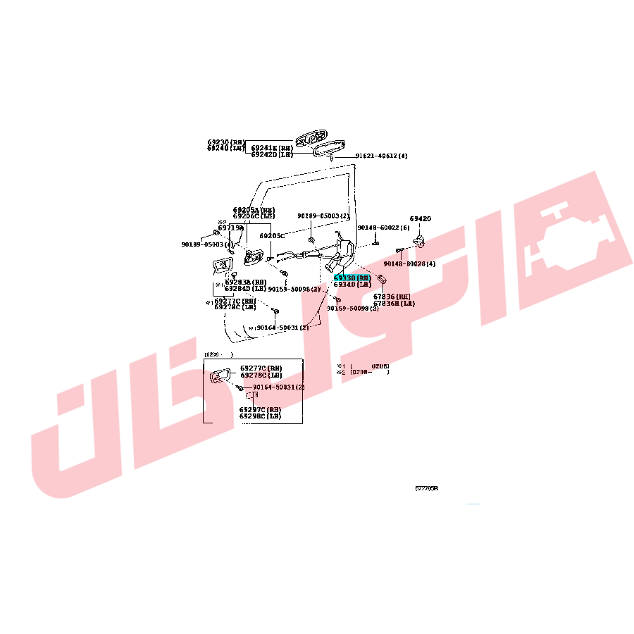 قفل برقی درب عقب راست لندکروزر سری 100 مدل 2007-2005