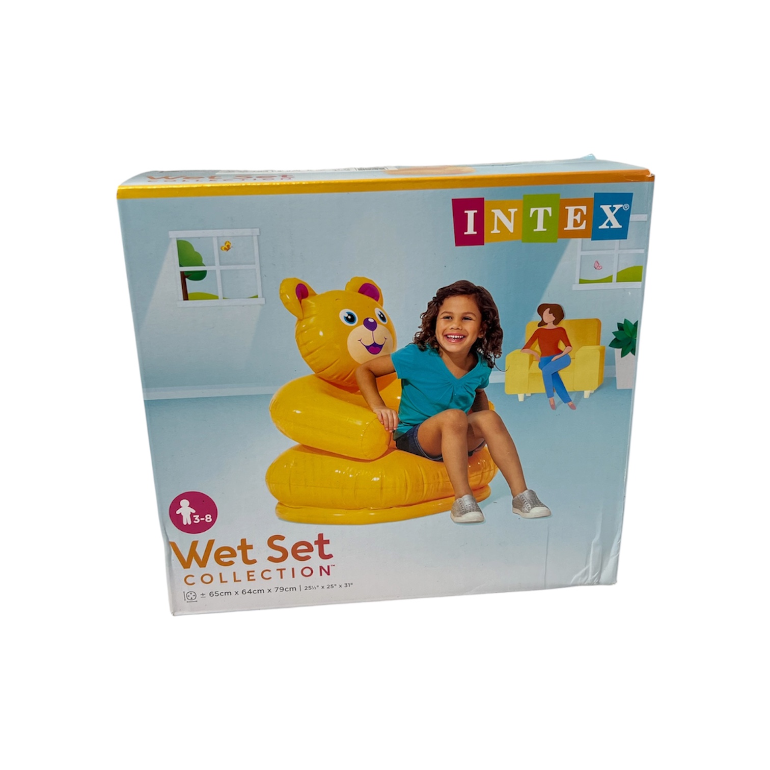 صندلی بادی کودک اینتکس Intex طرح خرس زرد مدل Wet Set Collection مناسب 3 تا 8 سال