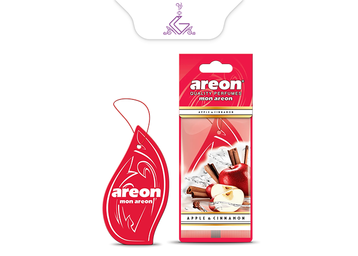 خوشبو کننده ماشینی آویز(کارتی) سیب دارچین APPLE CINNAMON برند آرئون AREON