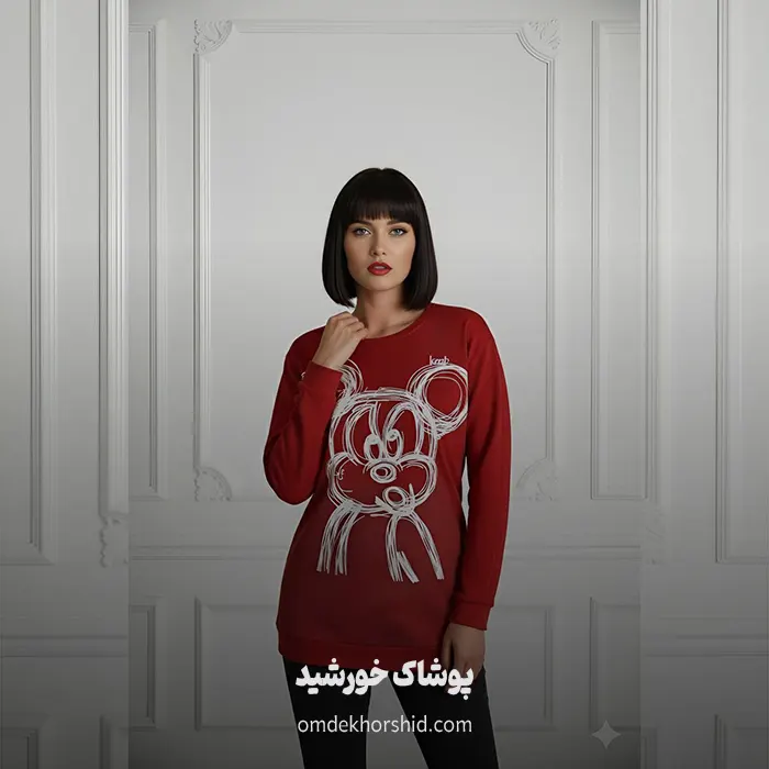 بلوز آستین دار چاپ پیستولری