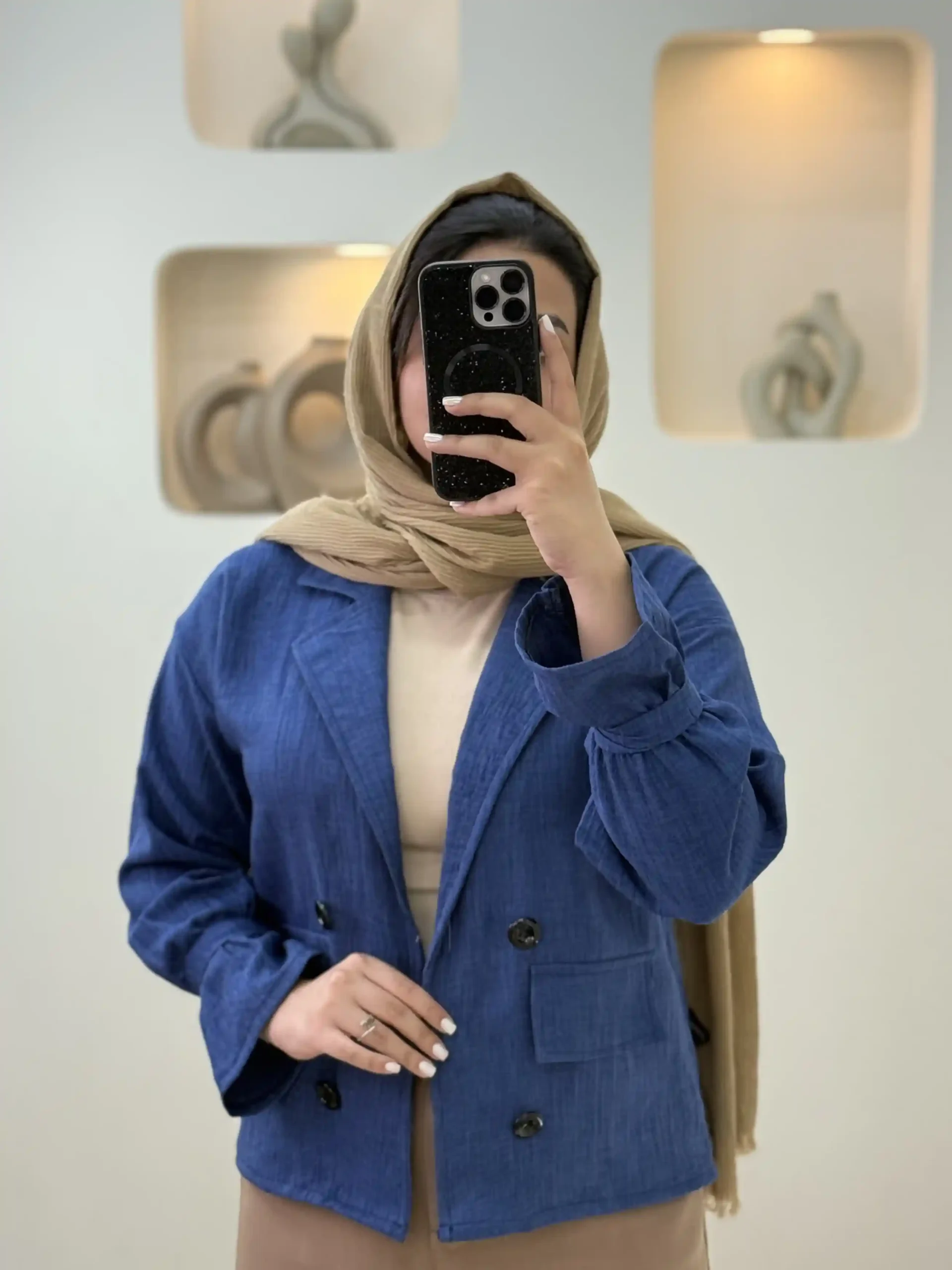 کت ژاکارد راه راه-23001 - سرمه ای