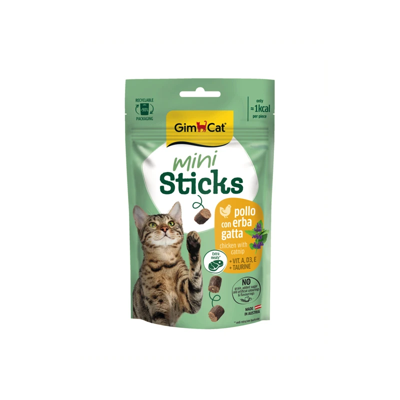 تشویقی گربه جیم کت مدل Mini Sticks طعم مرغ و کتنیپ وزن 50 گرم
