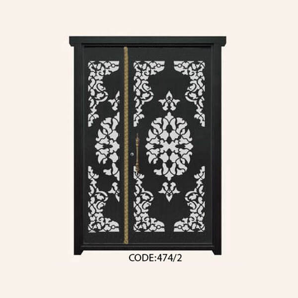 درب یک و نیم لنگه فلزی CNC طرح 474