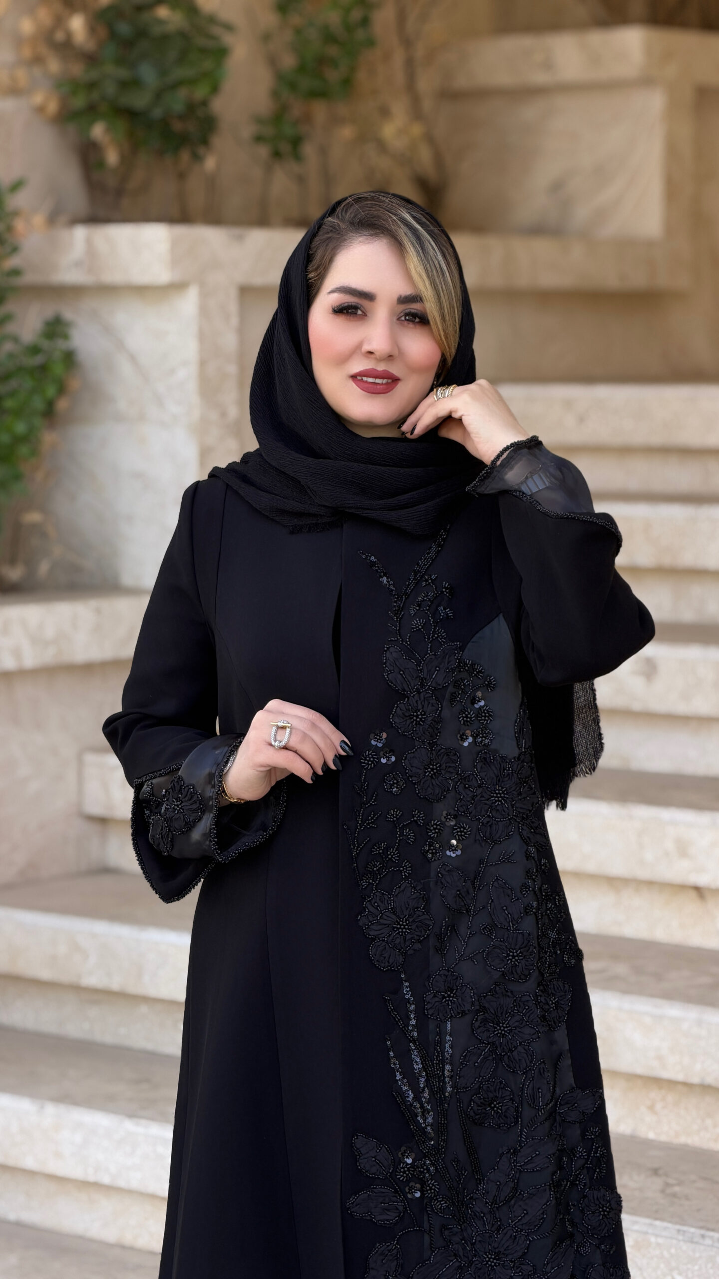 مانتو مجلسی کرپ کنزو با جواهردوزی ظریف
