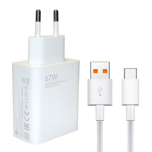 شارژر دیواری فست شارژ Xiaomi Redmi Note 11PRO - 67 W + کابل تایپ سی و جعبه گوشی