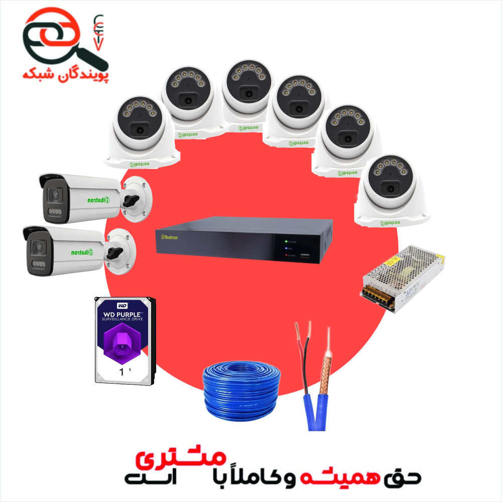 پکیج 8 عددی دوربین مداربسته TVI آلباترون (مناسب دفاتر)