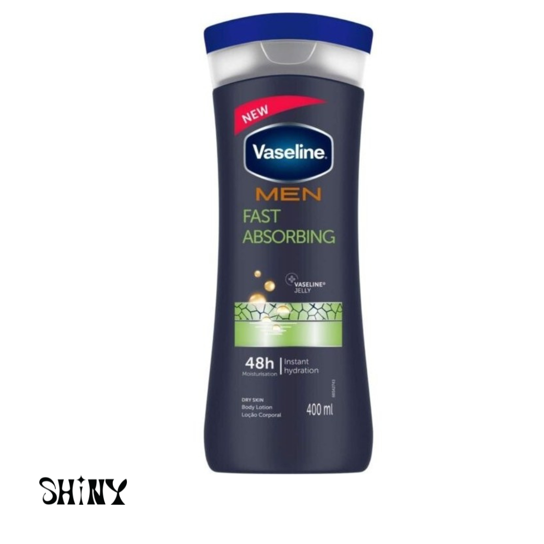 لوسیون بدن مردانه وازلین 48 ساعته مناسب پوست خشک 400 میل Vaseline Men Fast Absorbing Body Lotion