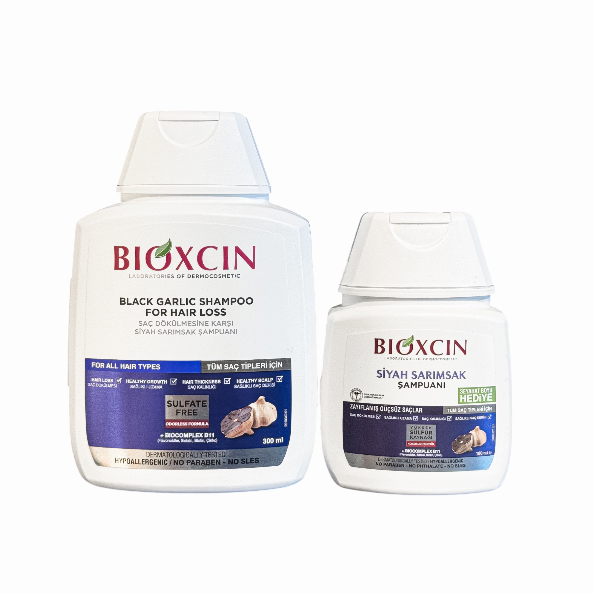 شامپو دوقلو سیر سیاه بیوکسین ضد ریزش و مناسب انواع مو 100میل _ 300 میل Black Garlic Shampoo Bioxcin