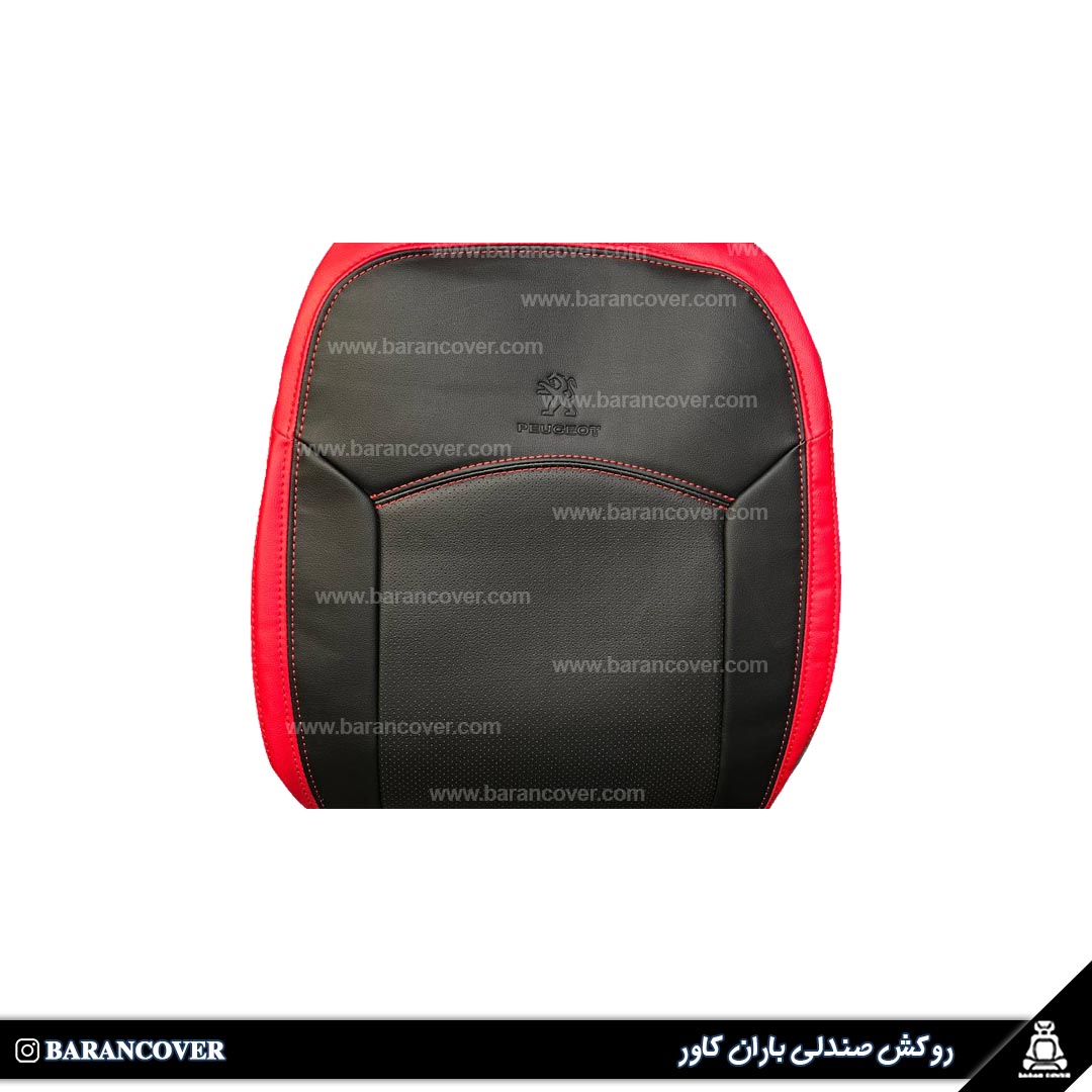روکش صندلی وسط سوزنی پژو ۲۰۶ و ۲۰۷ مشکی دور قرمز