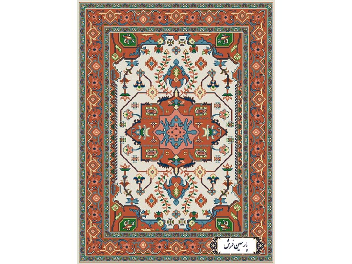 نخ و نقشه طرح قالیچه هریس کوچک - کد NZ2886