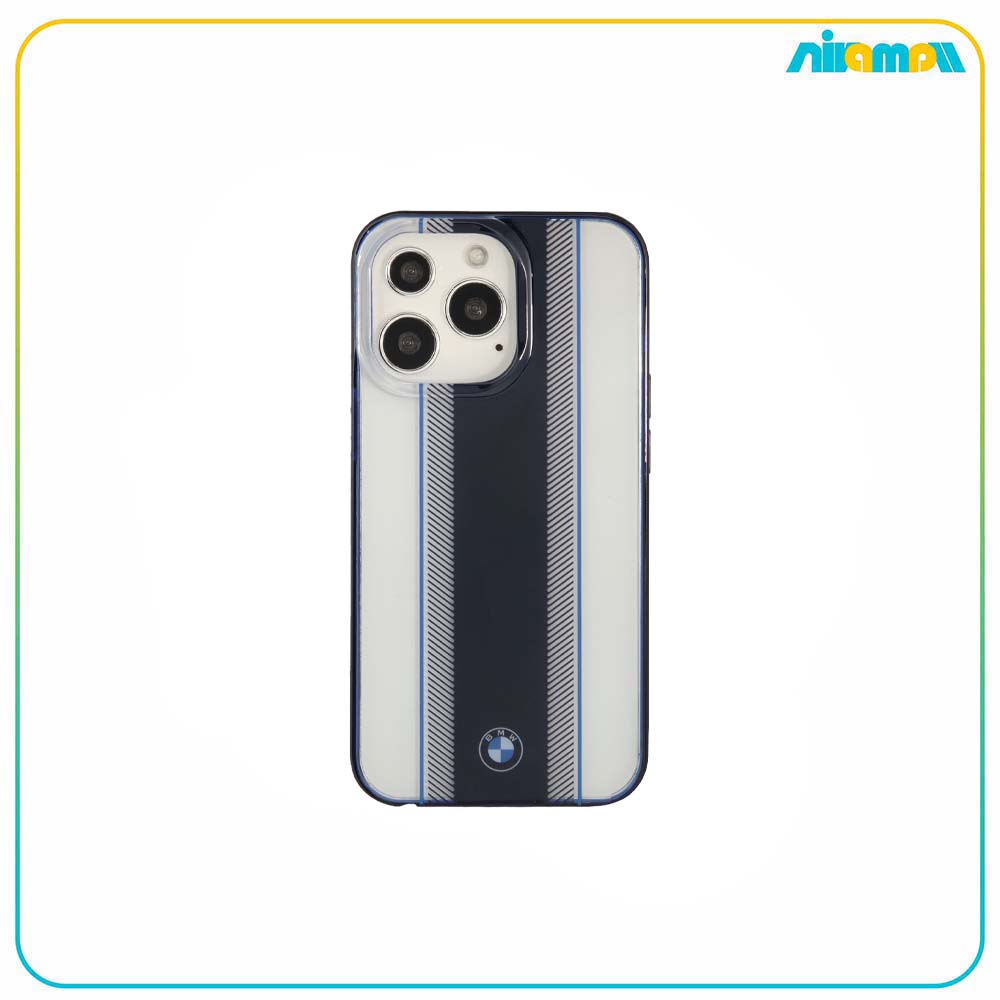 کاور بی ام دبلیو مدل PC/TPU Hard Navy Tire Stripe and Navy Edges مناسب برای گوشی iPhone 13 Pro Max
