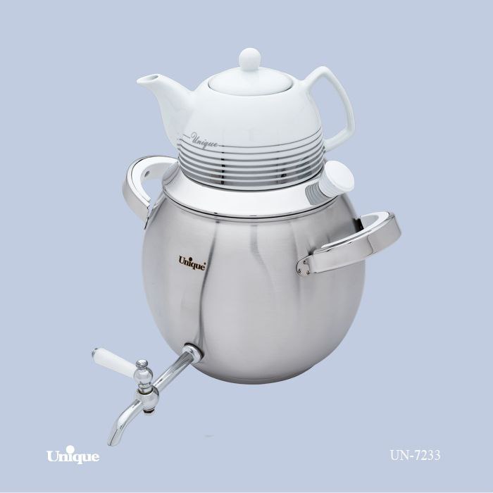کتری قوری 6 لیتر شیر دار استیل یونیک کد UN-7233