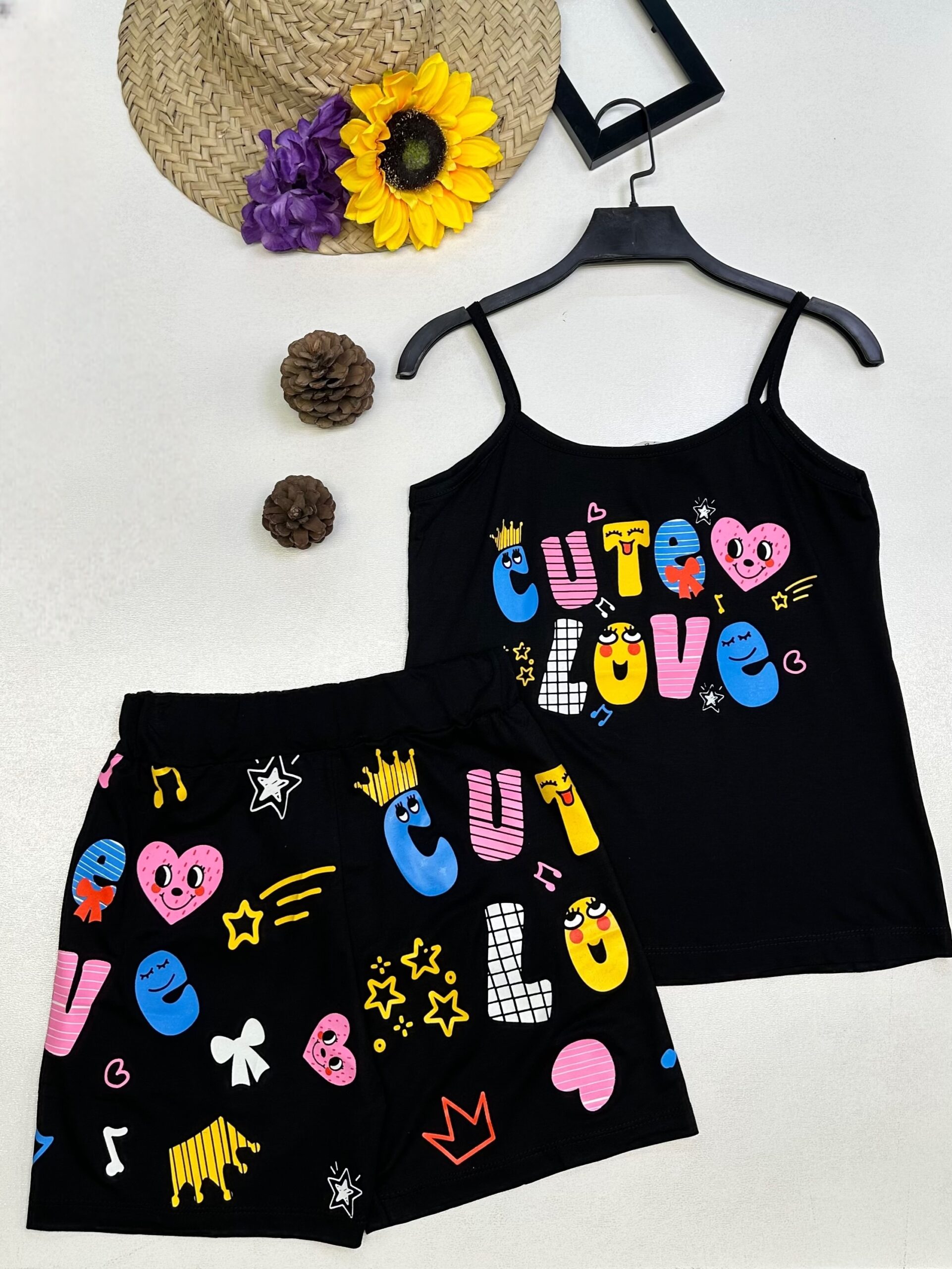 (تاپ و شورت ویسکوز  LOVE)-5895