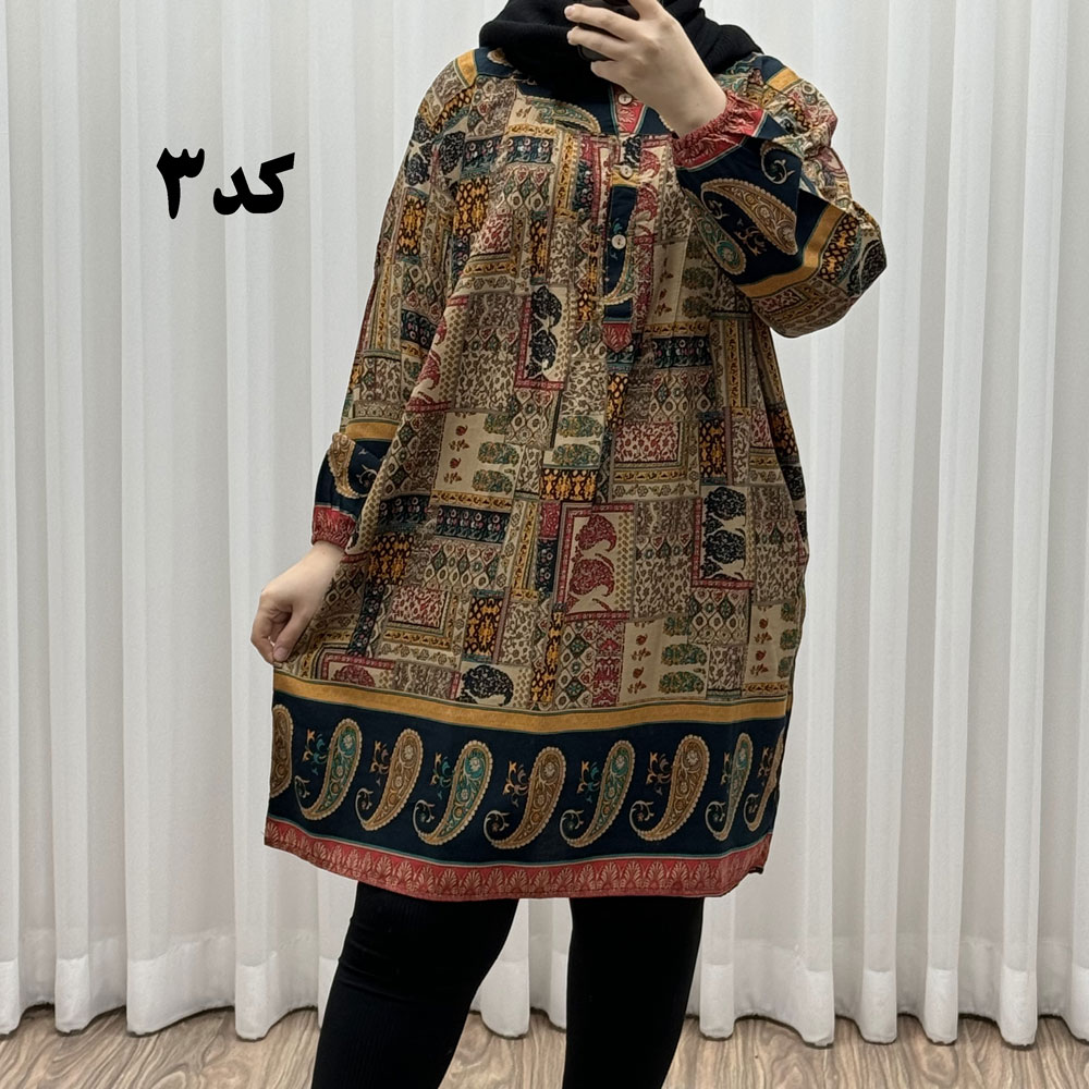 تونیک سایز بزرگ وارداتی مدل حاشیه ترمه کد 1613 - کد-3, 7