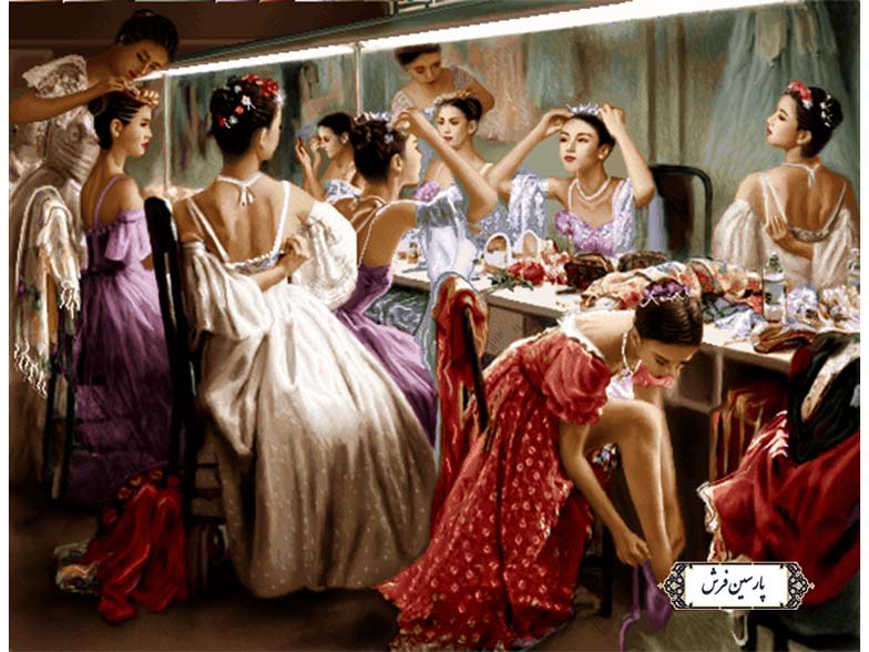 نخ و نقشه تابلو فرش طرح آرایش عروس - کد NF2174