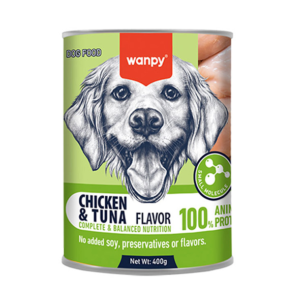 کنسرو سگ طعم مرغ و تن ماهی ونپی wanpy وزن 400 گرم