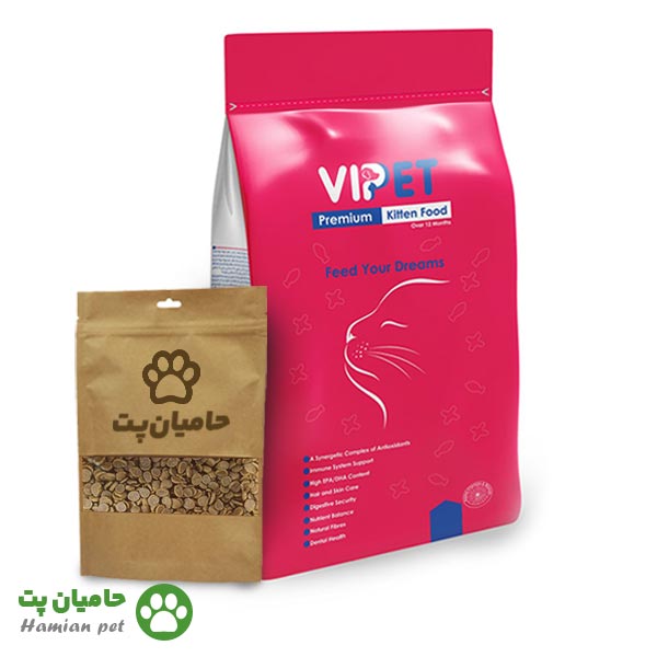 غذای بچه گربه وی پت (vipet) فله در بسته بندی زیپ کیپ